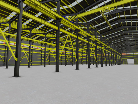 Steel Structure Warehouse-54mtx119mt 3D Model