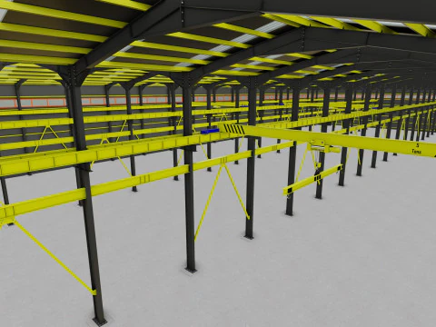 Steel Structure Warehouse-54mtx119mt 3D Model