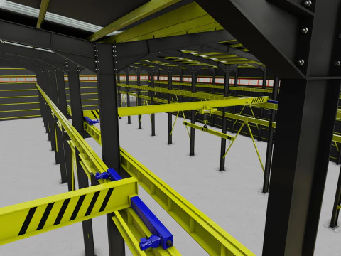 Steel Structure Warehouse-54mtx119mt 3D Model