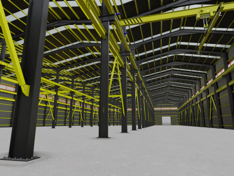 Steel Structure Warehouse-54mtx119mt 3D Model