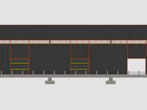 Steel Structure Warehouse-54mtx119mt 3D Model