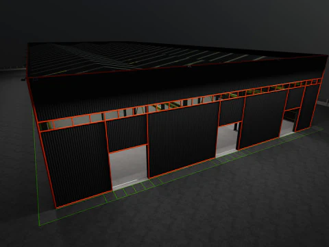 Steel Structure Warehouse-54mtx119mt 3D Model