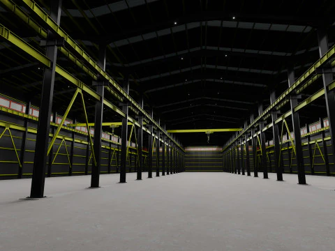 Steel Structure Warehouse-54mtx119mt 3D Model