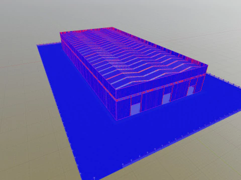 Steel Structure Warehouse-54mtx119mt 3D Model