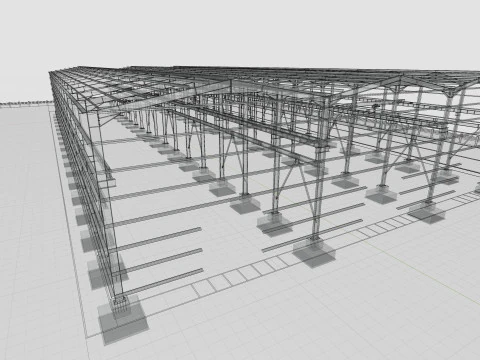 Steel Structure Warehouse-54mtx119mt 3D Model