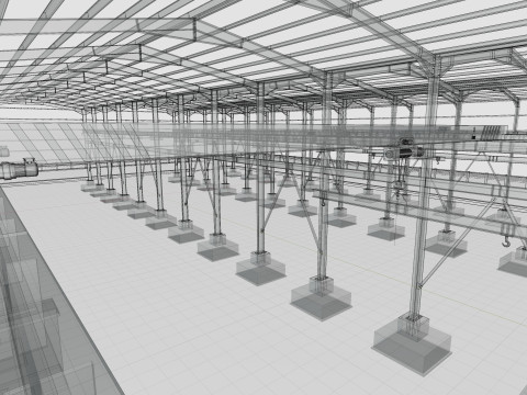 Steel Structure Warehouse-54mtx119mt 3D Model
