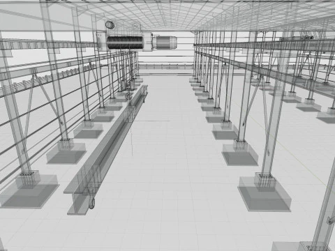 Steel Structure Warehouse-54mtx119mt 3D Model
