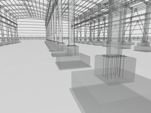 Steel Structure Warehouse-54mtx119mt 3D Model