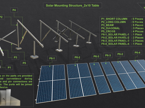 3D Printing-Solar Mounting Structure 2x10 Table 3D Print Model