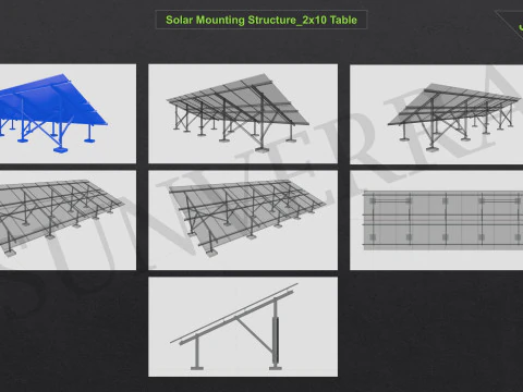 3D Printing-Solar Mounting Structure 2x10 Table 3D Print Model