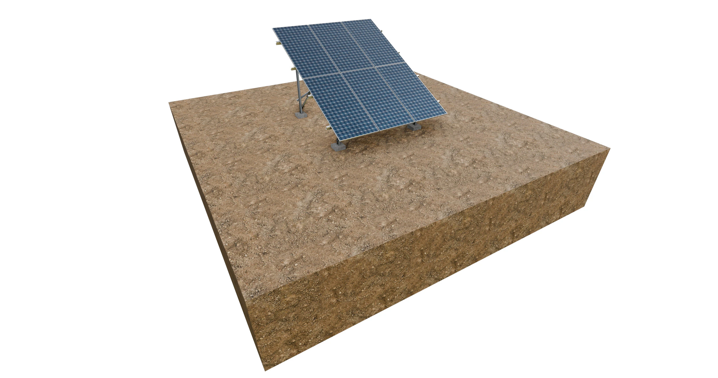 Lowpoly Ground Mounted Solar Panels-3 Rows of PV Modules 3D Model .c4d .max .obj .3ds .fbx .stl .blend