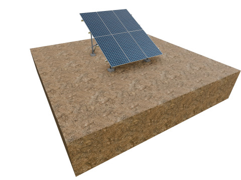 Lowpoly Ground Mounted Solar Panels-3 Rows of PV Modules 3D Model