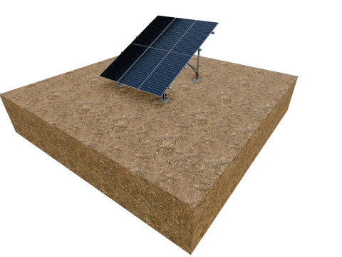 Lowpoly Ground Mounted Solar Panels-3 Rows of PV Modules 3D Model