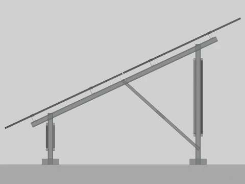 Lowpoly Ground Mounted Solar Panels-3 Rows of PV Modules 3D Model