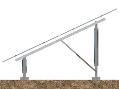 Lowpoly Ground Mounted Solar Panels-4 Rows of PV Modules 3D Model