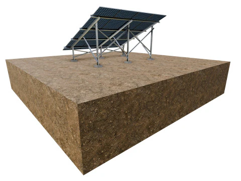 Lowpoly Ground Mounted Solar Panels-4 Rows of PV Modules 3D Model