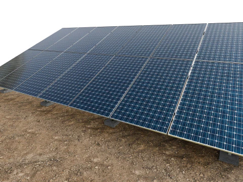 Lowpoly Ground Mounted Solar Panels-7 Rows of PV Modules 3D Model