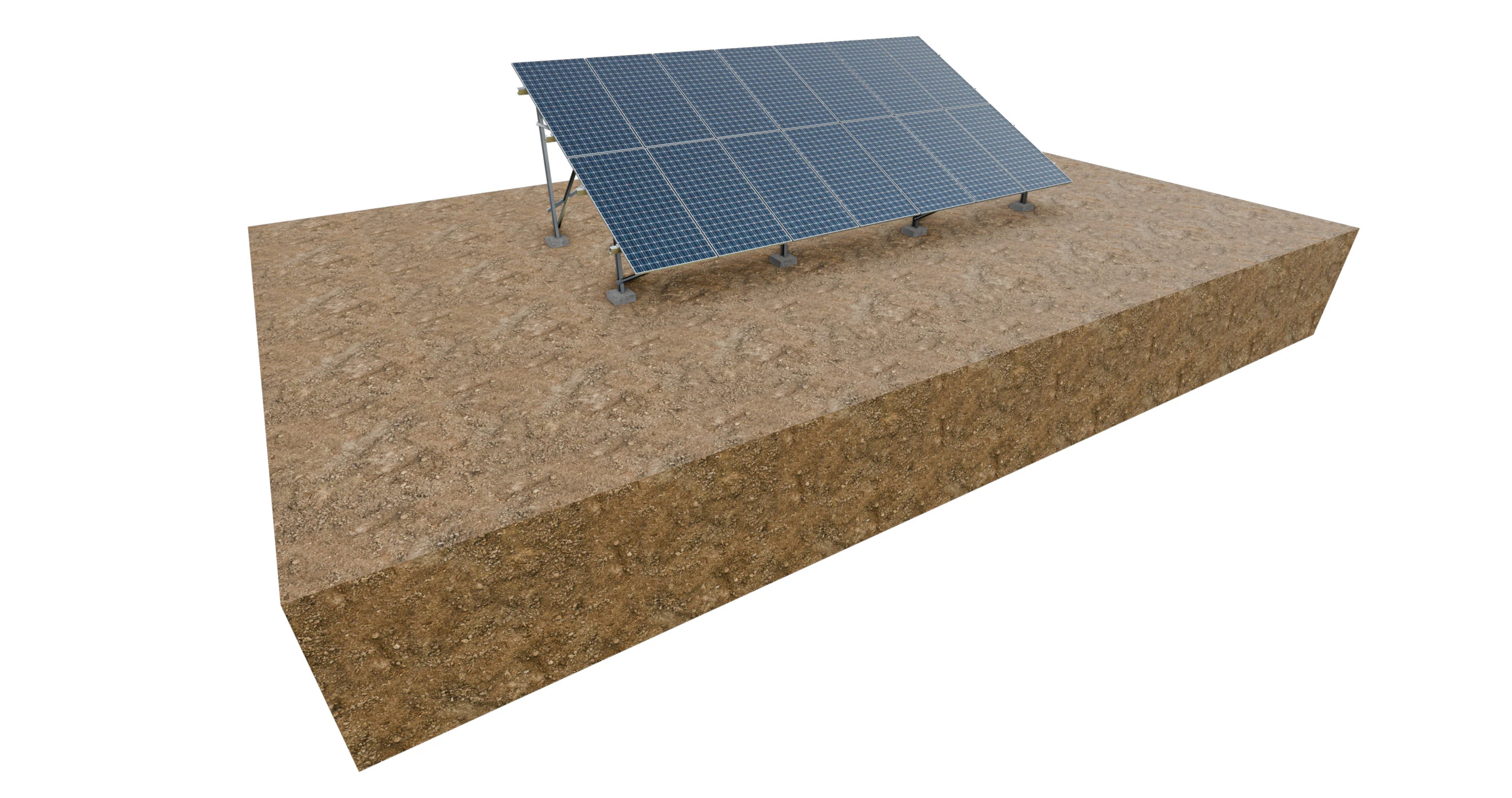 Lowpoly Ground Mounted Solar Panels-7 Rows of PV Modules 3D Model .c4d .max .obj .3ds .fbx .stl .blend 
