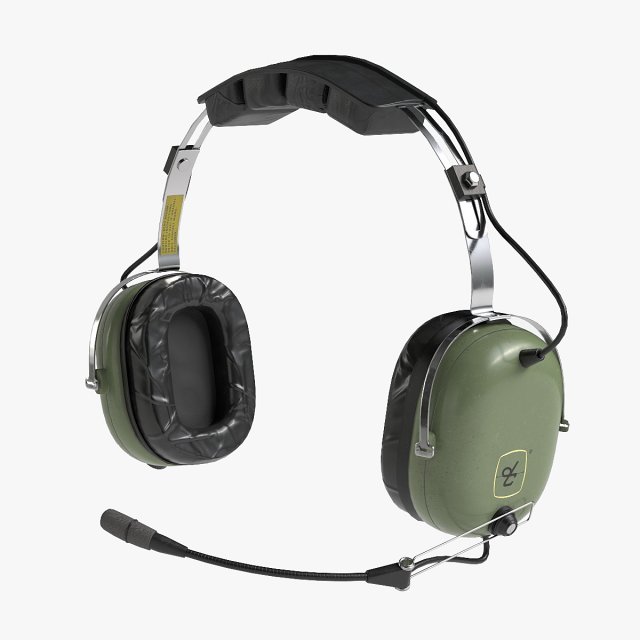 Pilots Headset 3D Model .c4d .max .obj .3ds .fbx .stl .blend 