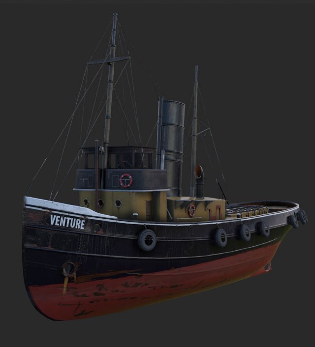 Tugboat 3D Model .c4d .max .obj .3ds .fbx .stl .blend 