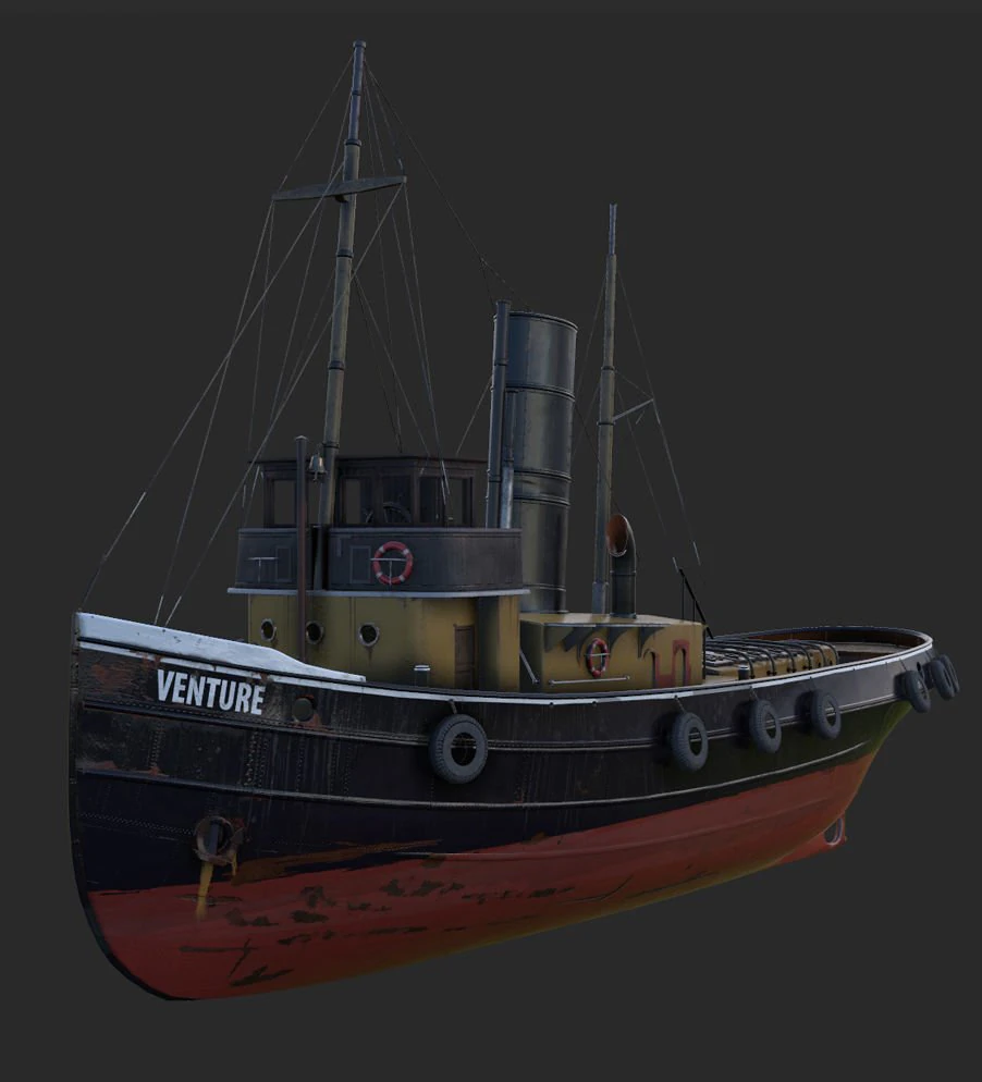 Tugboat 3D Model .c4d .max .obj .3ds .fbx .stl .blend 