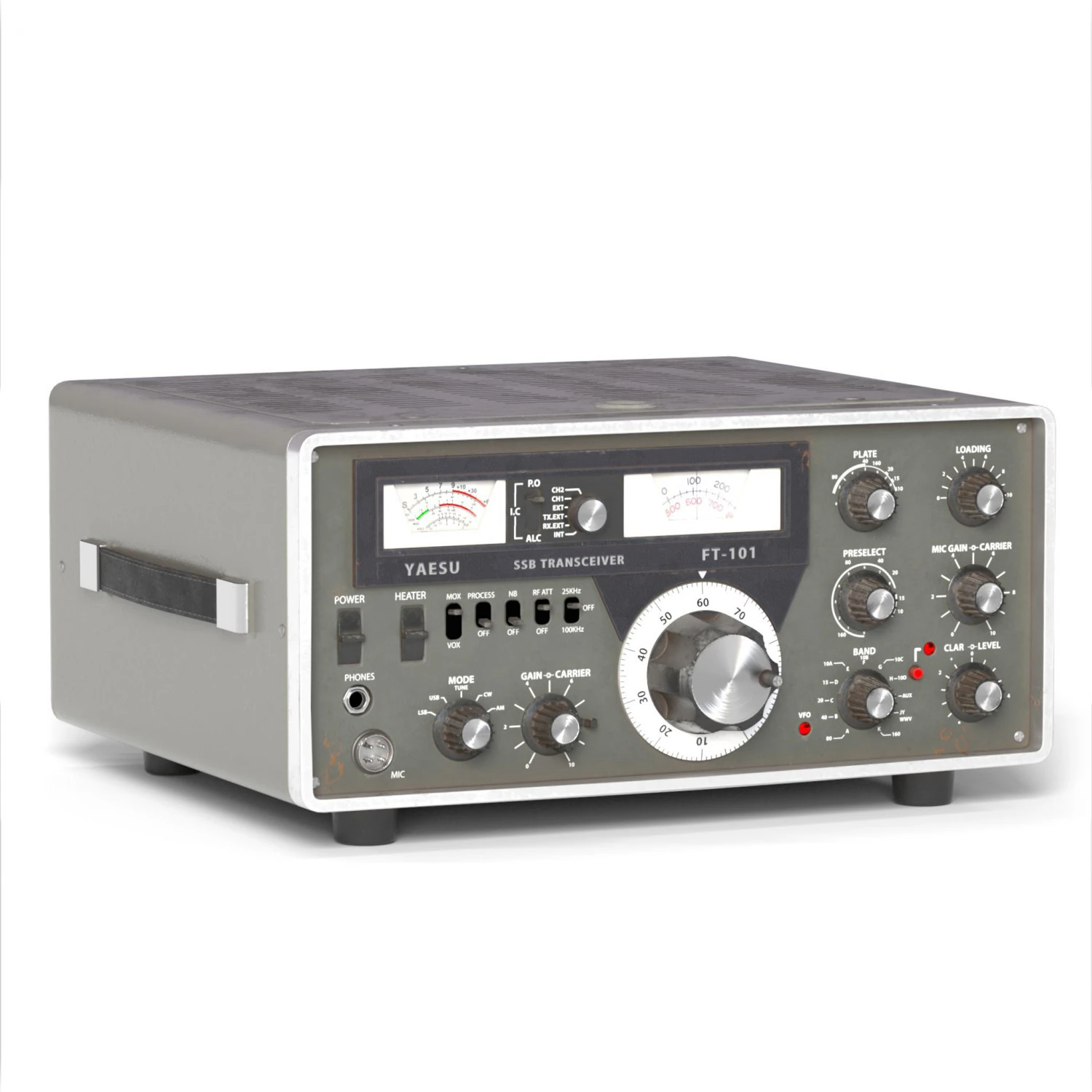 Ham Radio Transceiver Yaesu FT-101 3D Model .c4d .max .obj .3ds .fbx .stl .blend 