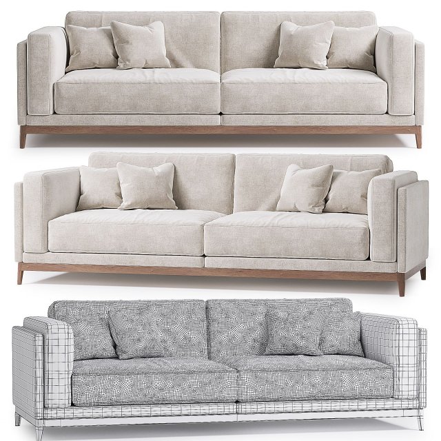 Time taupe sofa 3D Model .c4d .max .obj .3ds .fbx .stl .blend 