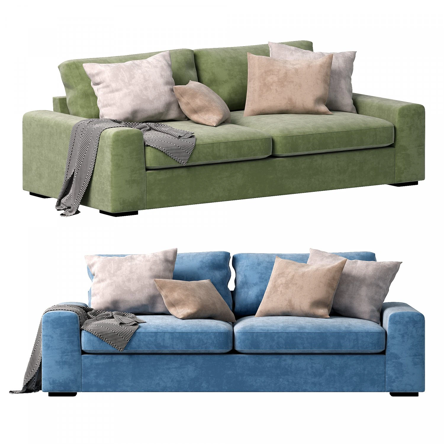 Chill fabric 4 seater sofa 3D Model .c4d .max .obj .3ds .fbx .stl .blend 