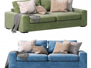 チルファブリック4人掛けソファ 3Dモデル