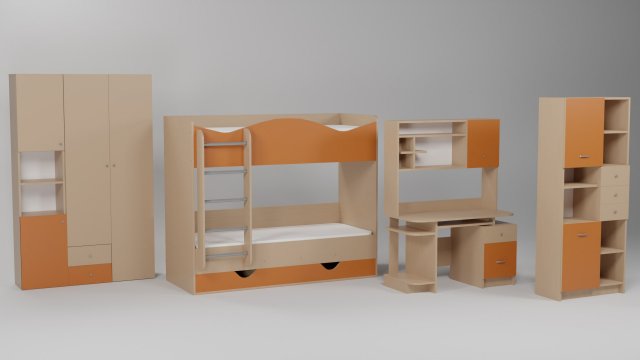 A set of furniture for a childrens room Model 3D .c4d .max .obj .3ds .fbx .stl .blend 