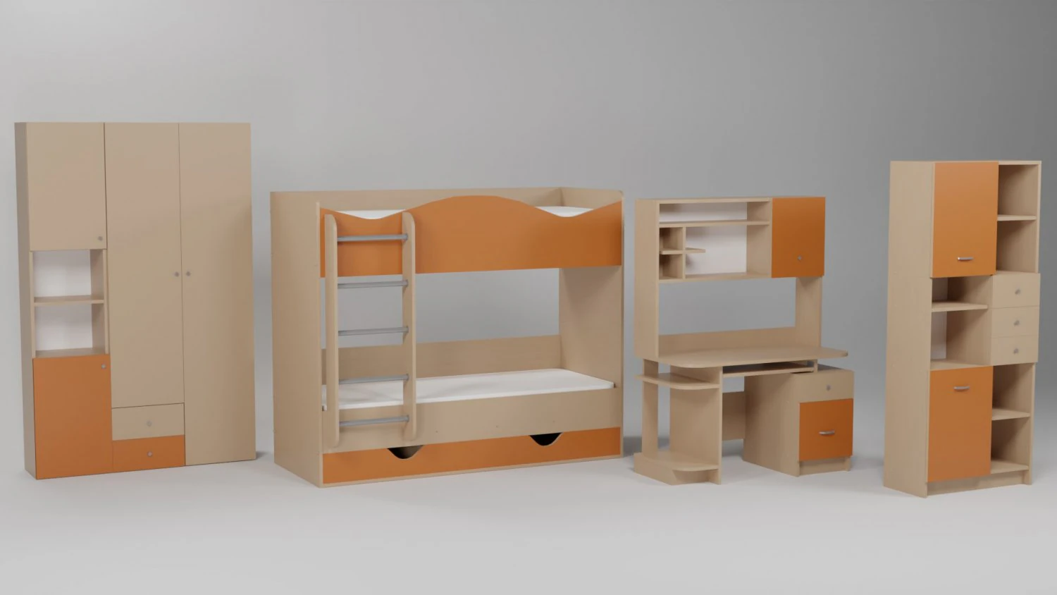 A set of furniture for a childrens room 3D Model .c4d .max .obj .3ds .fbx .stl .blend 