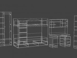 A set of furniture for a childrens room 3D Model