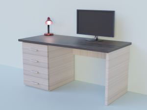 Table with monitor and lamp Modelo 3D
