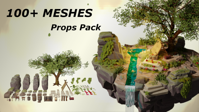 Stylized Props Pack - over 100 QUALITY MESHES Model 3D .c4d .max .obj .3ds .fbx .stl .blend 
