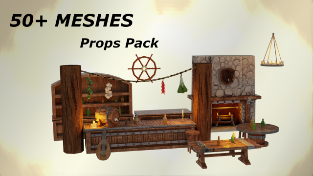 Stylized Tavern Pack - 30 QUALITY MESHES 3D Модель .c4d .max .obj .3ds .fbx .stl .blend 