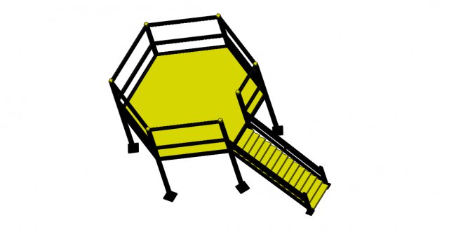 Industrial stairs 3D Model .c4d .max .obj .3ds .fbx .stl .blend