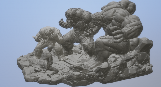 Marvel - Diorama - Hulks Transformation 3D Print Model .c4d .max .obj .3ds .fbx .stl .blend