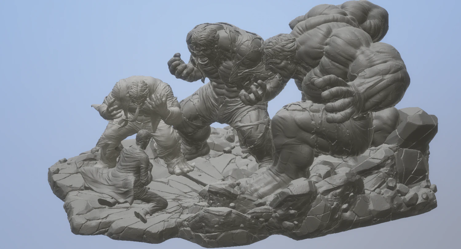 Marvel - Diorama - Hulks Transformation 3D Print Model .c4d .max .obj .3ds .fbx .stl .blend 