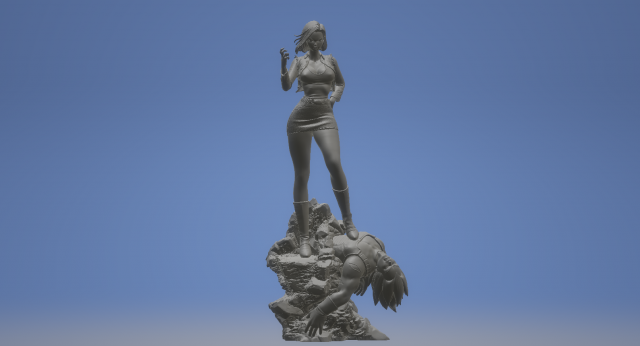 Anime - Dragon Ball Z - Diorama - Android 18 defeats Vegeta 3D Print Model .c4d .max .obj .3ds .fbx .stl .blend 
