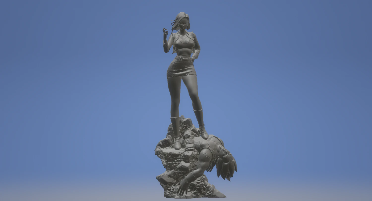 Anime - Dragon Ball Z - Diorama - Android 18 defeats Vegeta 3D Print Model .c4d .max .obj .3ds .fbx .stl .blend 