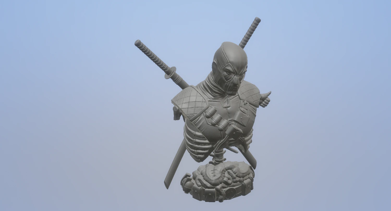 Marvel - DeadPool - Bust - Funny version of the Deadpool bust 3D Print Model .c4d .max .obj .3ds .fbx .stl .blend 