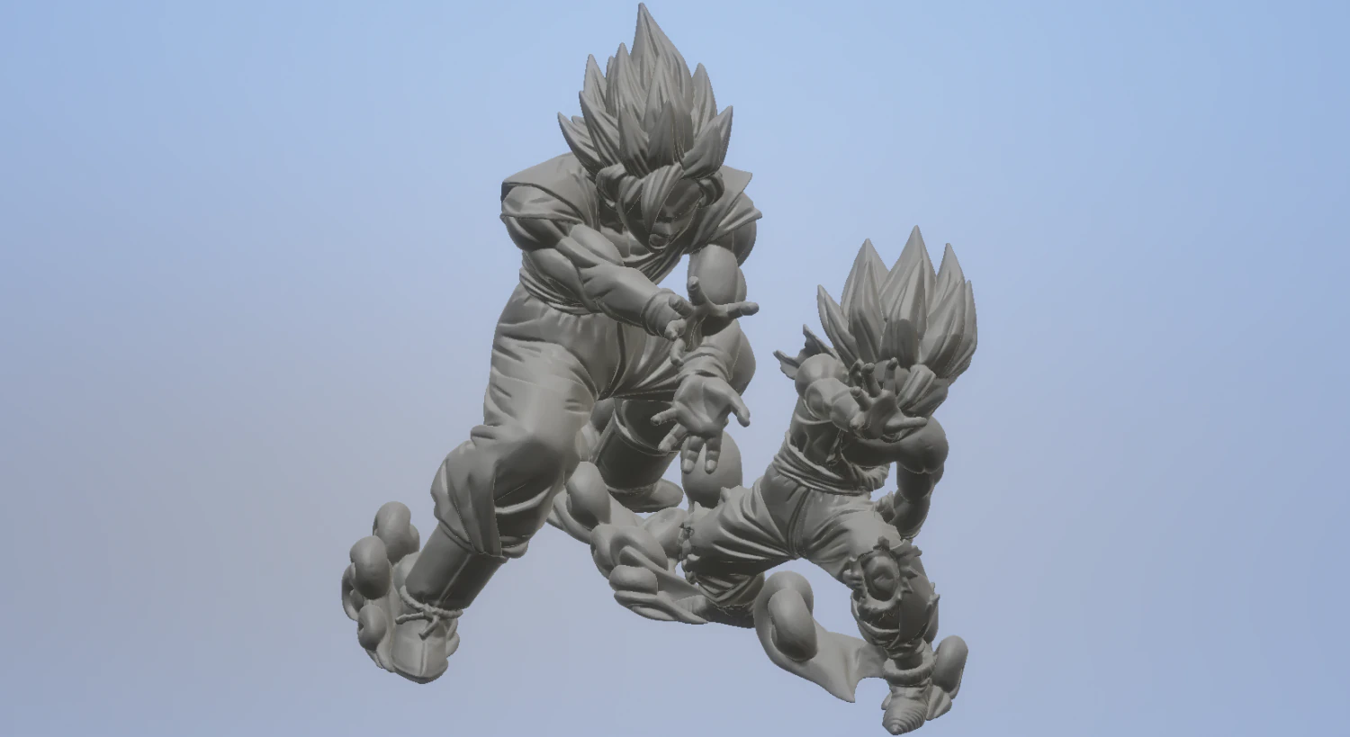 Anime - Dragon Ball Z - Goku and Gohan Kamehameha 3D Model .c4d .max .obj .3ds .fbx .stl .blend 
