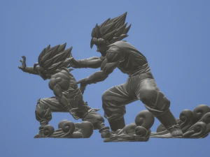 Anime - Dragon Ball Z - Goku and Gohan Kamehameha 3D Model