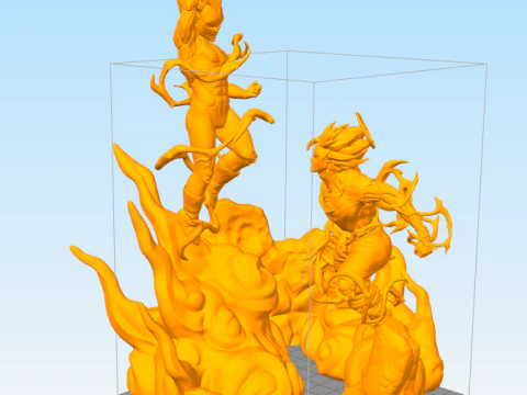 Anime - Dragon Ball Z - Majin Vegeta vs Goku 3D Print Model