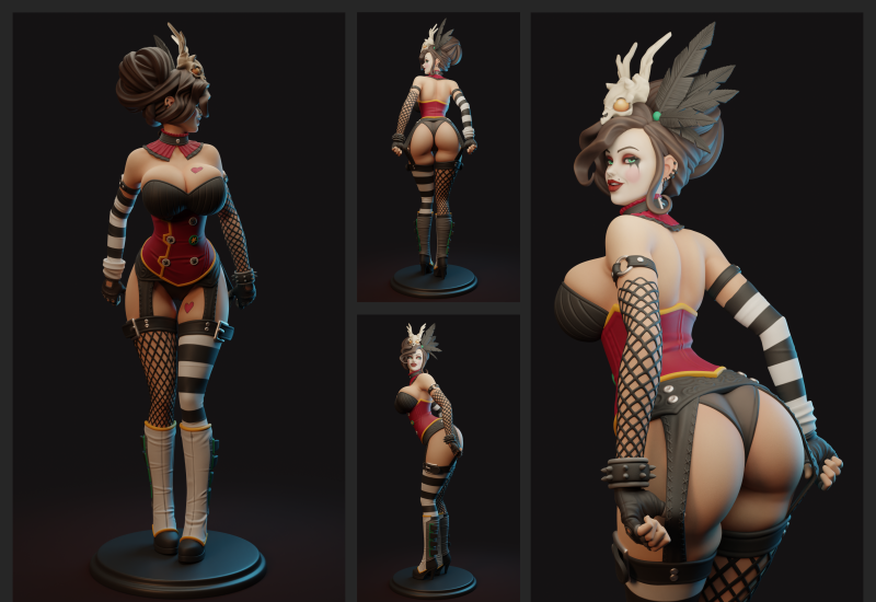 Mad Moxxi Inspired Erotic Collectible 3D Print Model Adult Fan Art Model Cetak 3D .c4d .max .obj .3ds .fbx .stl .blend 