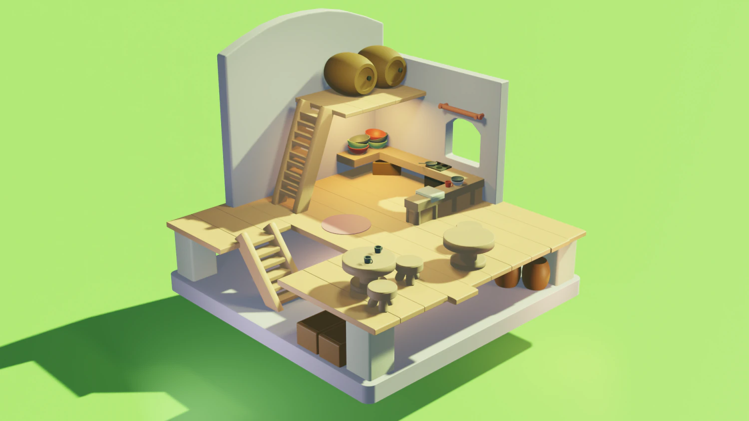 Mini shop or mini caffe bar 3D Model .c4d .max .obj .3ds .fbx .stl .blend 