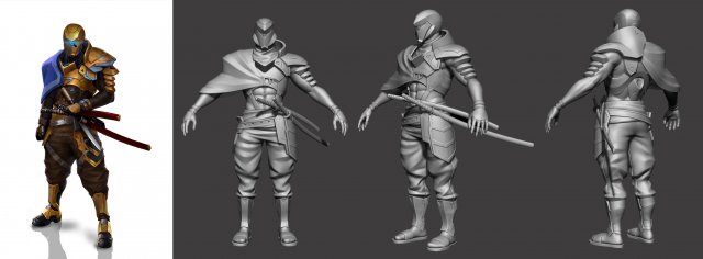 Stylized samurai from the first and third person Low-poly 3D मॉडल .c4d .max .obj .3ds .fbx .stl .blend 