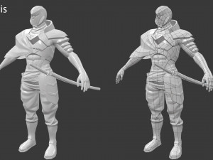 Stylized samurai from the first and third person Low-poly 3D मॉडल