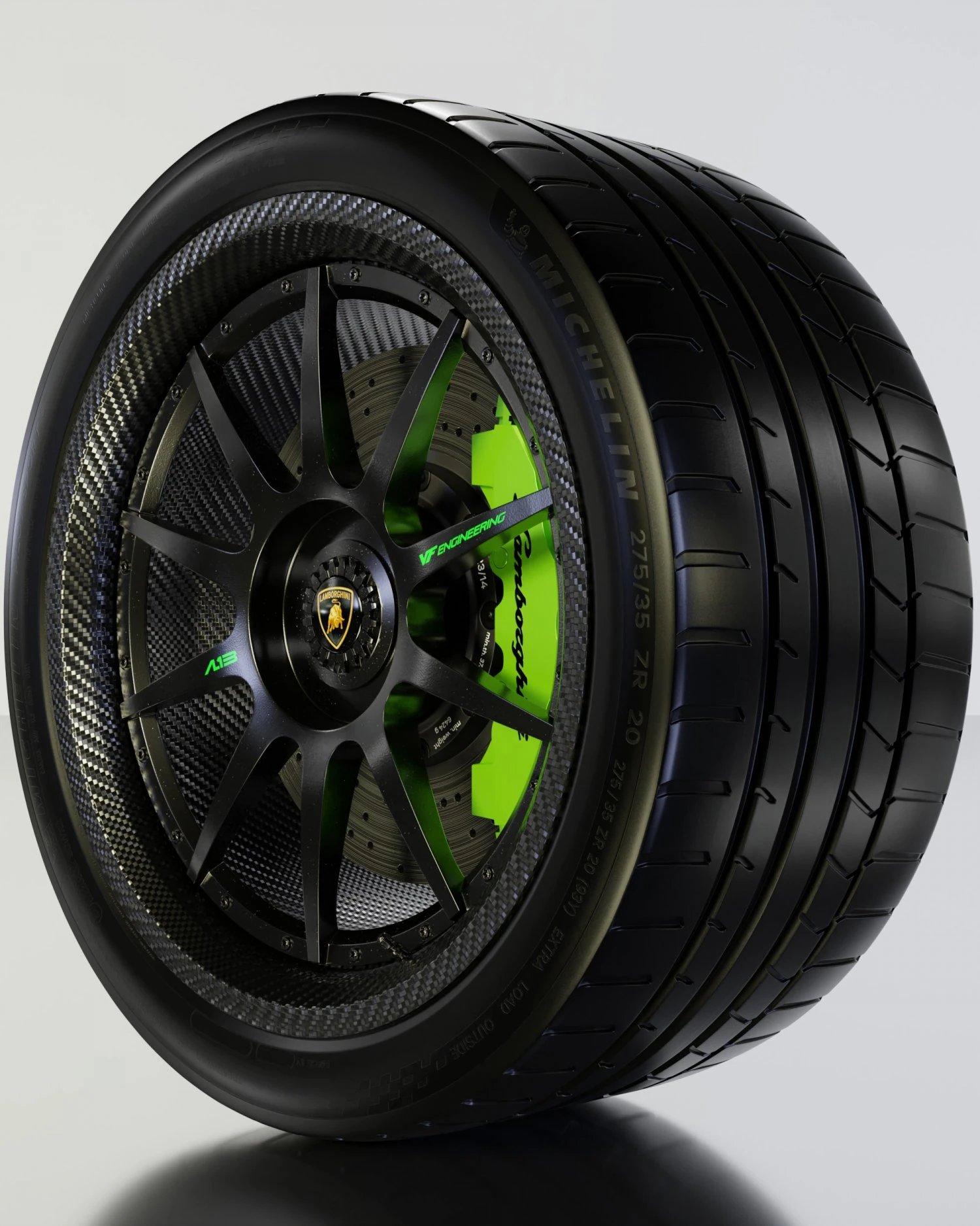 Car rim AL13 CF-VF TROFEO Carbon Fiber 3D Model .c4d .max .obj .3ds .fbx .stl .blend 