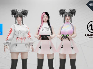 Gamer Girl - Game Ready VR - AR - CG Textures